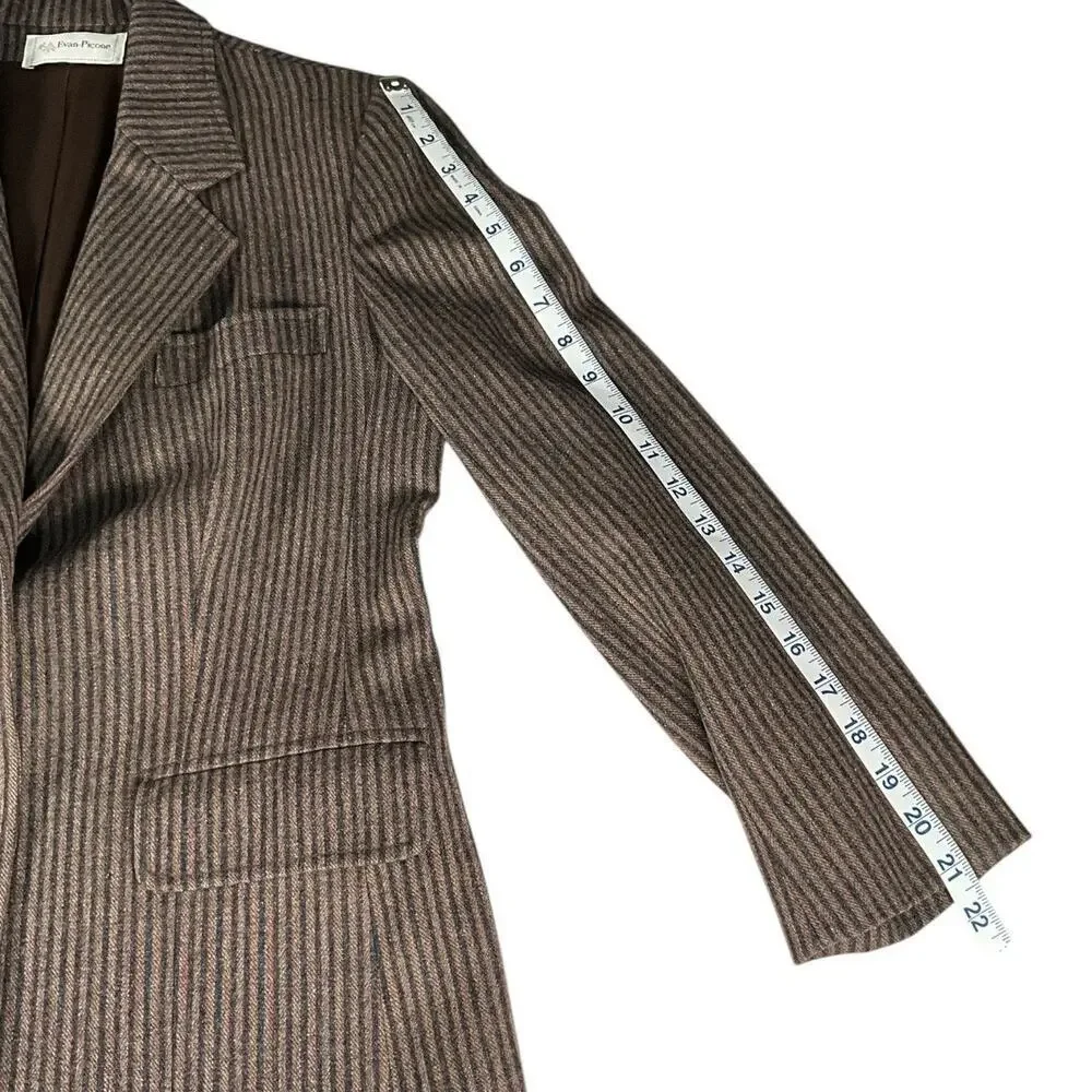Vintage Evan-Picone Women’s Wool Blazer Brown Stripe Old Money Classic Workwear